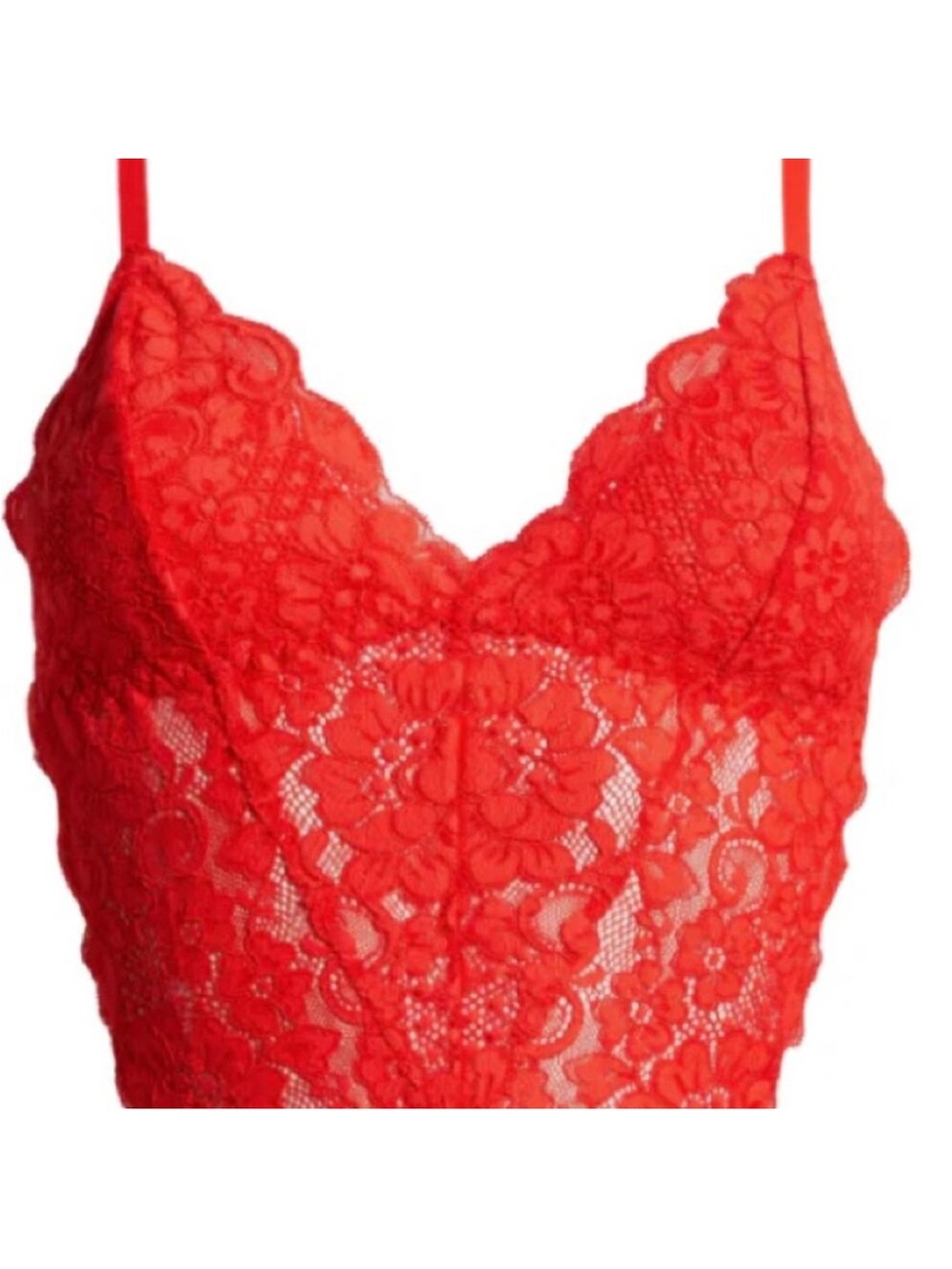 Free People X HAH Chase Hahround Lace Teddy Bodysuit in Blood Orange Red - Picture 5 of 5